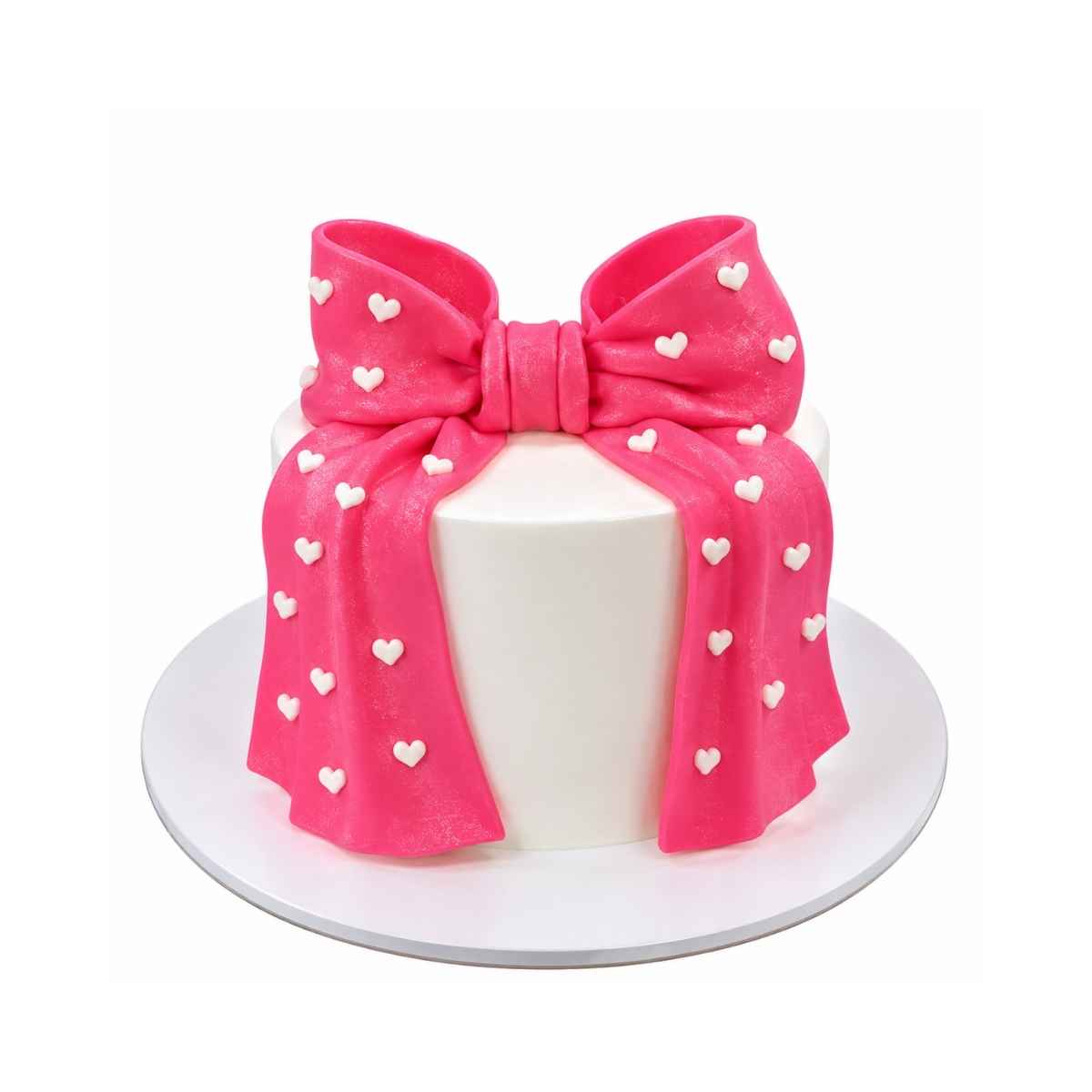 Pink Bow Heart Cake
