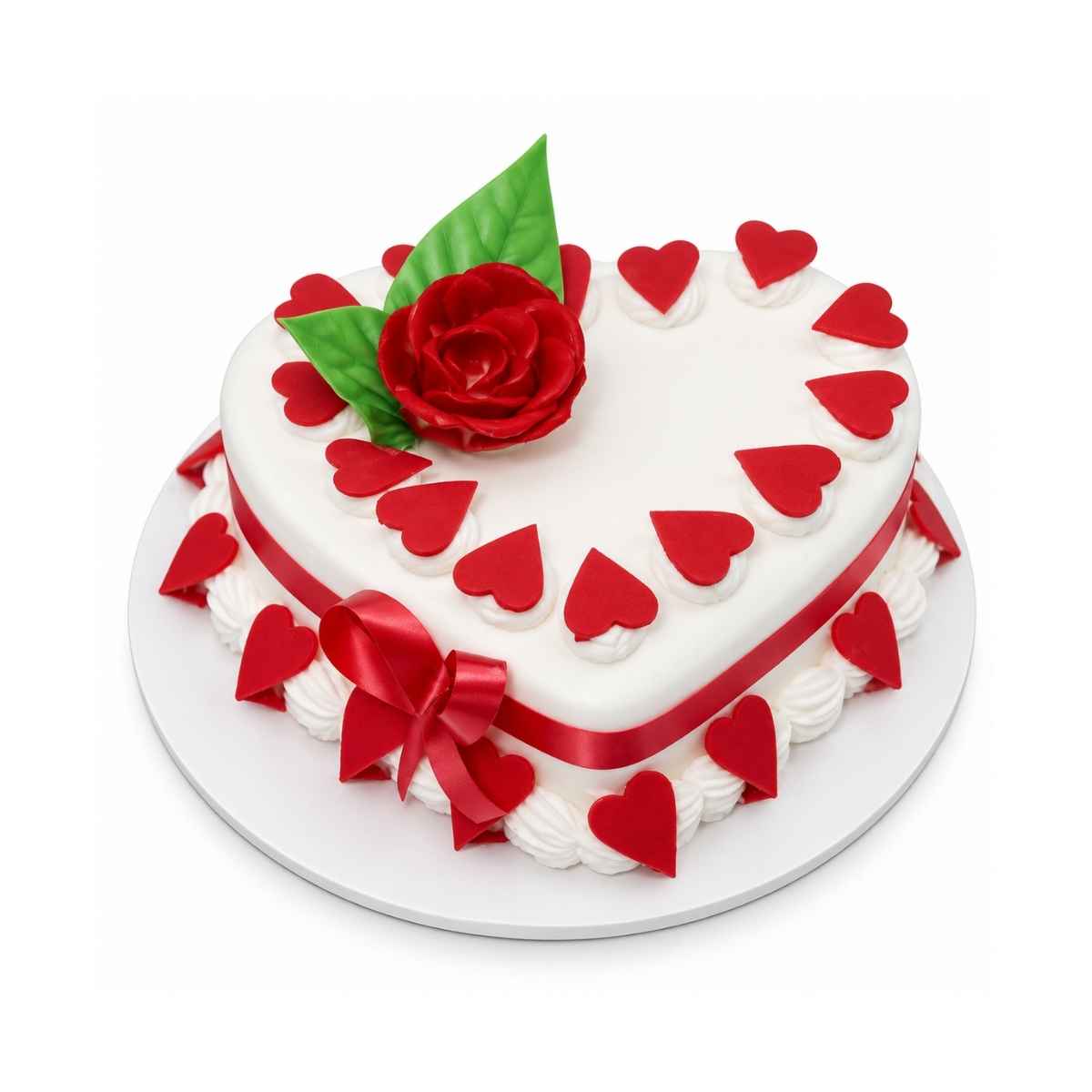 Red Rose Heart Cake