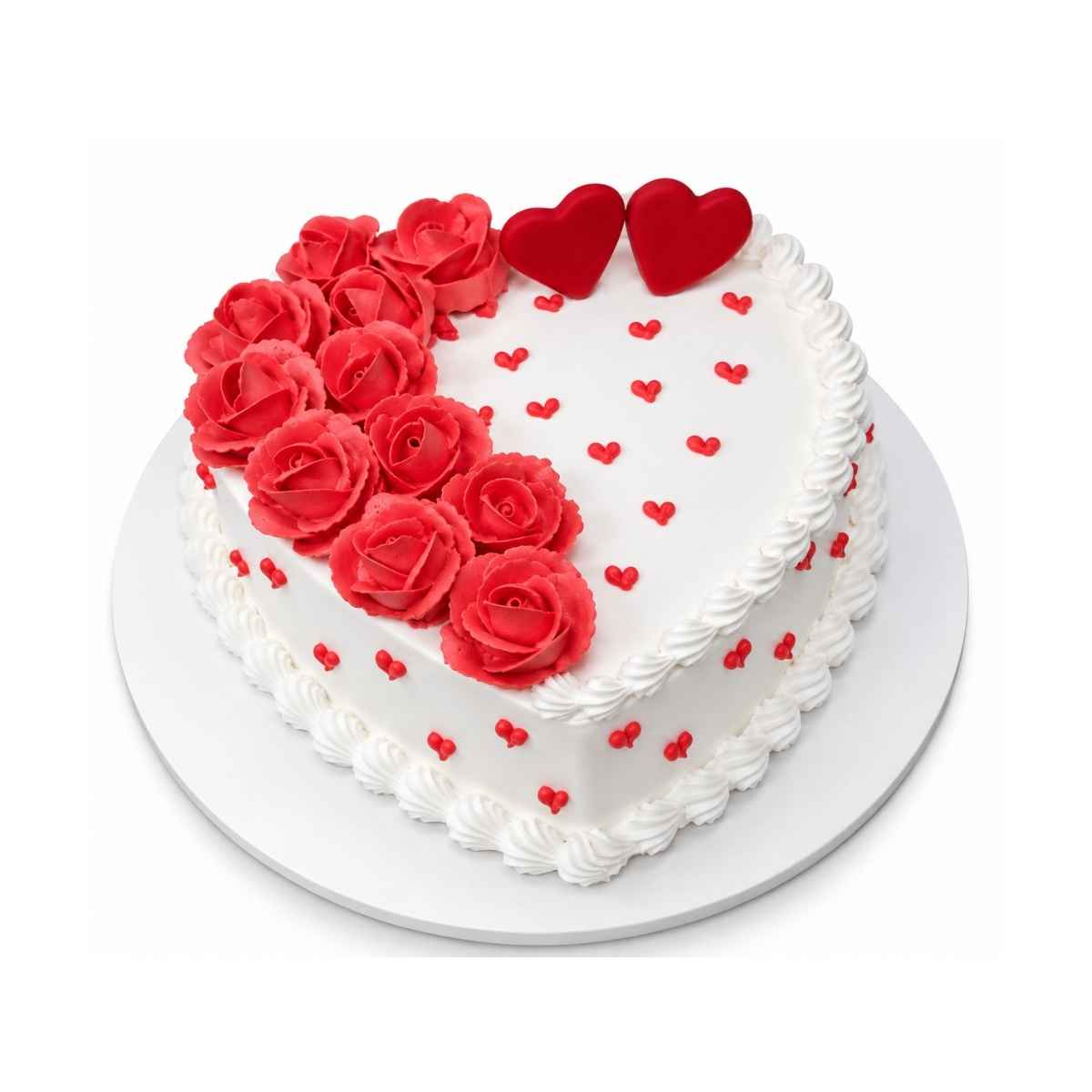 Red Rose Heart Cake