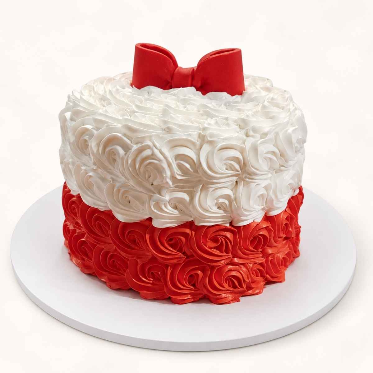 Rose Bow Red White Cake